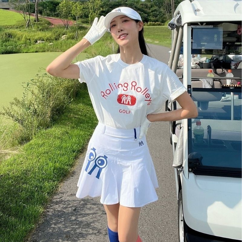 レディース ロールロール ビッグ ロゴ パフォーマンス スカート ホワイト Roll Roll Big Logo Performance Skirt White