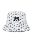 バケットハット ブラックロゴパターン ホワイト Bucket Hat White Black Logo Pattern