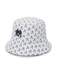 バケットハット ブラックロゴパターン ホワイト Bucket Hat White Black Logo Pattern