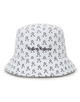 バケットハット ブラックロゴパターン ホワイト Bucket Hat White Black Logo Pattern