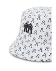 バケットハット ブラックロゴパターン ホワイト Bucket Hat White Black Logo Pattern