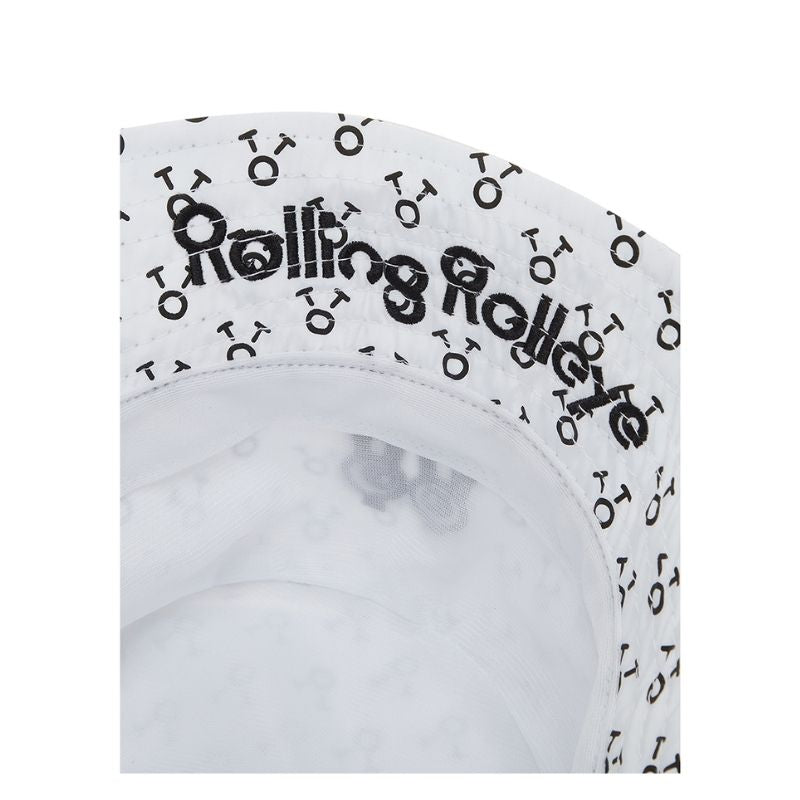 バケットハット ブラックロゴパターン ホワイト Bucket Hat White Black Logo Pattern