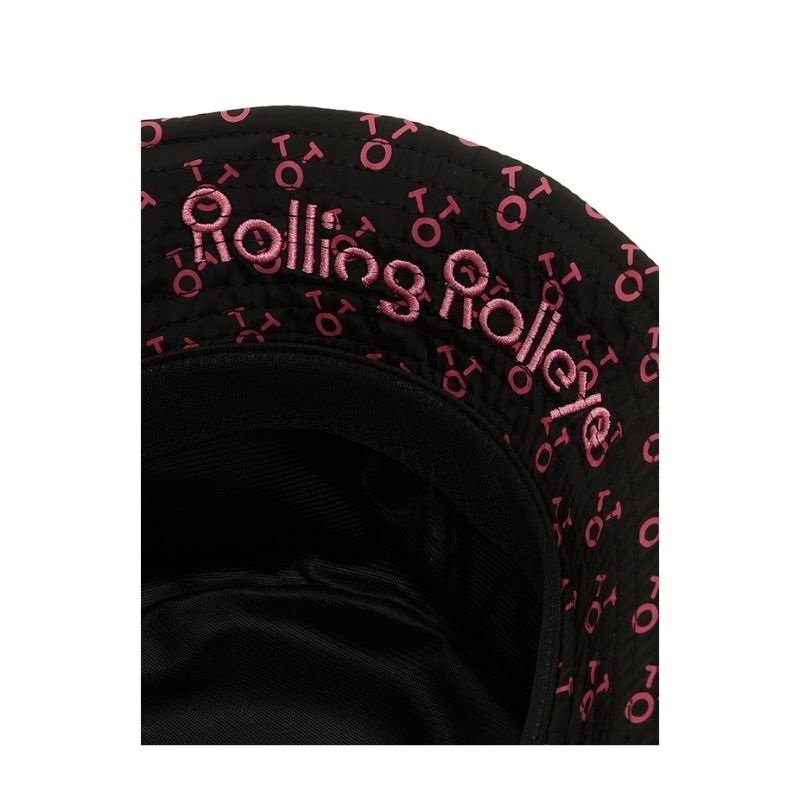 バケットハット ピンクロゴパターン ブラック Bucket Hat Black Pink Logo Pattern