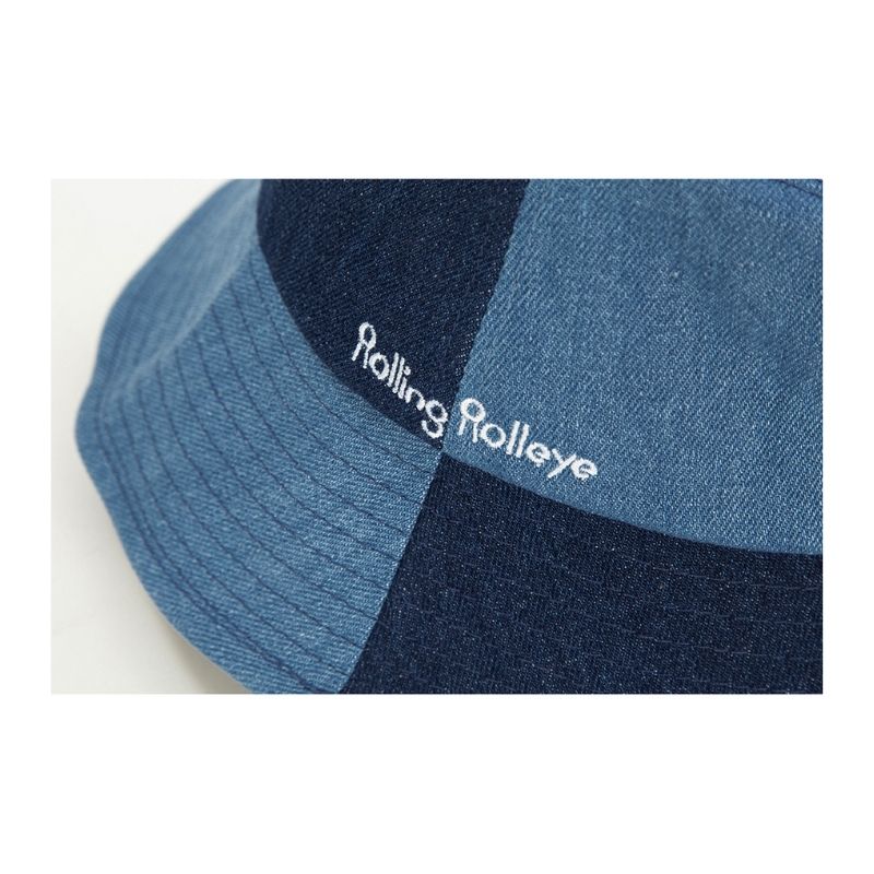 バケットハット ホワイトロゴ ハーフデニム Bucket Hat Half Denim White Logo