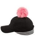 ファーポンポン付き ボールキャップ ブラック  Fur Pompom Ball Cap Black