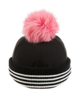ファーポンポン付き ボールキャップ ブラック  Fur Pompom Ball Cap Black