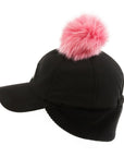 ファーポンポン付き ボールキャップ ブラック  Fur Pompom Ball Cap Black