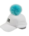 ファーポンポン付き ボールキャップ ホワイト  Fur Pompom Ball Cap White