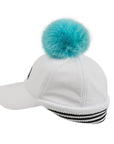 ファーポンポン付き ボールキャップ ホワイト  Fur Pompom Ball Cap White