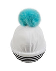 ファーポンポン付き ボールキャップ ホワイト  Fur Pompom Ball Cap White