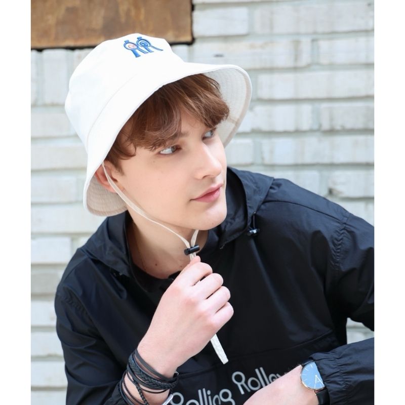 バケットハット ネイビー ブラウンアイ クリーム Bucket Hat Cream Navy Brown Eye